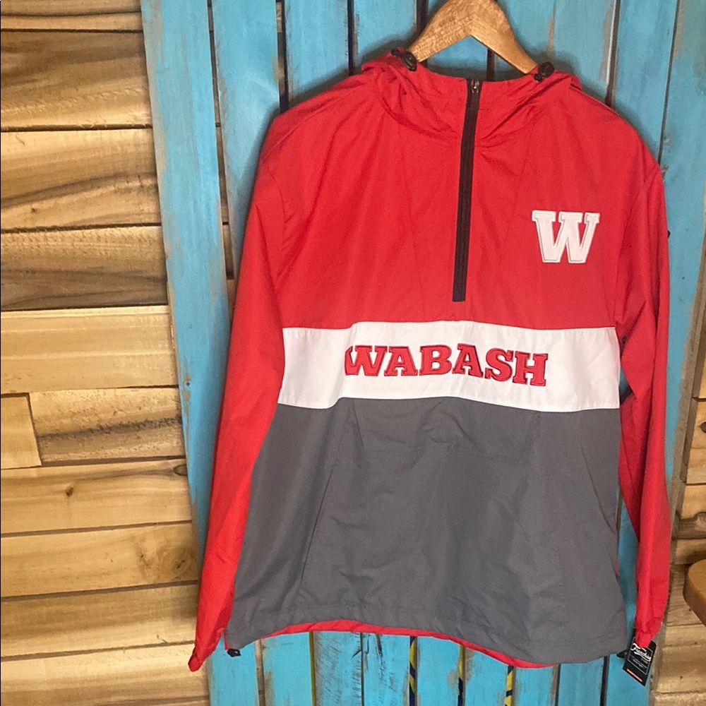 NWT Franchise Club Wabash College hooded Windbreaker size large kangaroo pocket